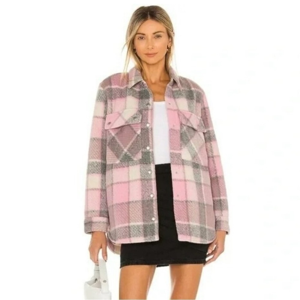 NWT Blank NYC Cabin Fever Pink Plaid Shacket Size Medium